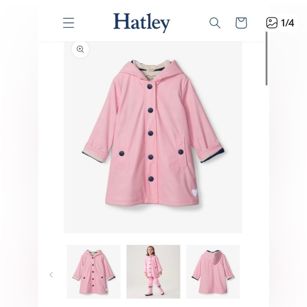 Hatley Light Pink Kids Raincoat with Navy Accents